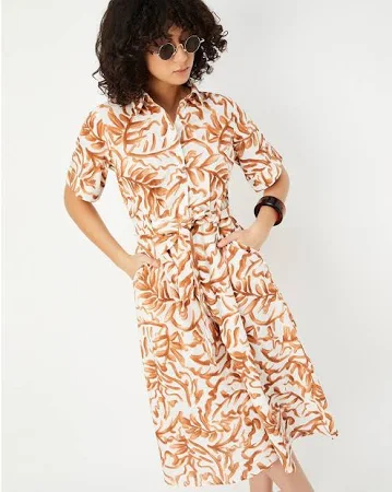 Max Women's Tropical Print Shirt Midi Dress